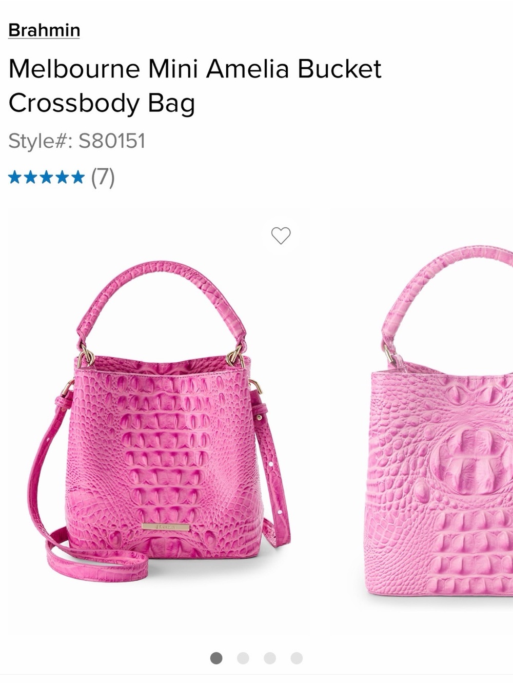 Brahmin Pink Melbourne Mini Amelia Bucket Crossbody